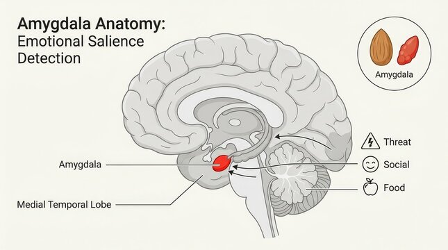 Human Brain Amygdala Emotional Salience Detection Diagram.