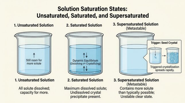 Illustration Showing Solution Saturation States Unsaturated Saturated Super.
