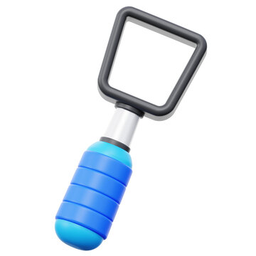 Tongue Scraper Tool with Blue Handle 3D Icon
