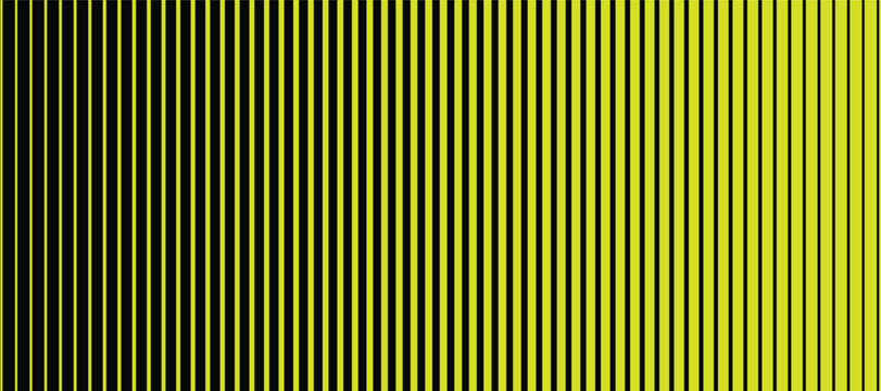 Abstract vertical line gradient transition texture, Minimalist geometric parallel pinstripe pattern with halftone line thickness gradation, Modern duotone lime green and black optical striped backdrop