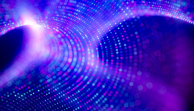 3D luminous data mesh background with flowing blue lines and magenta particle field