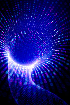 3D multicolor data wave with luminous particle mesh and flowing digital terrain