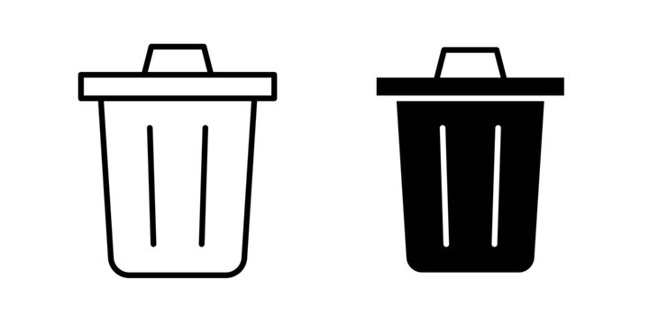 Clean trash delete icon representing deletion, removing unwanted items, discarded files, and waste disposal. Designed in stroke, filled, and colored vector styles for apps and websites.
