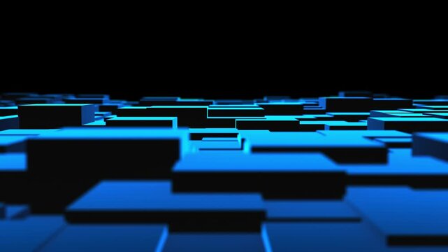 Abstract animation, 3d render of rotating glass cubes, 4k seamless looped video
