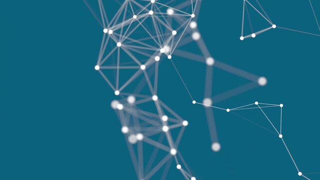 Abstract network structure. 3D digital data technology concept. Seamless Loop 4K with copy space blue Background