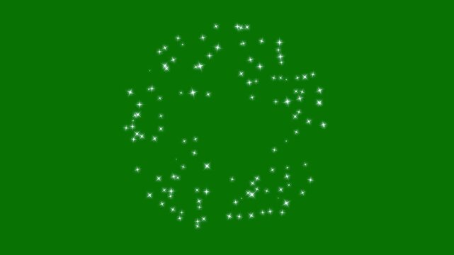 Glowing sparkle stars with blinking shine rays and magical light effects, white glitter sparkles trail, glowing pixie dust burst, green screen background.4k animison