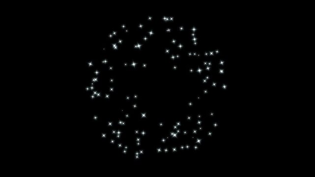Glowing sparkle stars with blinking shine rays and magical light effects, white glitter sparkles trail, glowing pixie dust burst, black screen background.4k animison