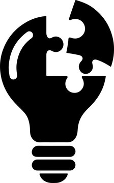 Puzzle light bulb icon. Lightbulb, lamp with jigsaw inside, logo idea, business concept of innovation.