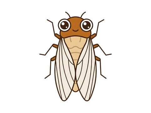 Cute cartoon cicada insect illustration isolated on transparent background
