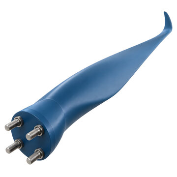 Tidal turbine blade isolated on transparent background for ocean hydrokinetic energy