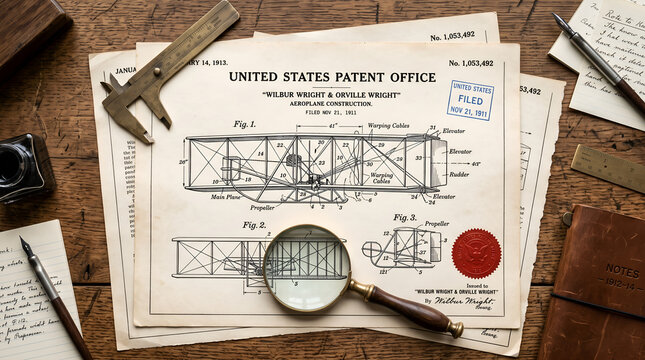 Wright Brothers Day Commemoration with Vintage Airplane Patent