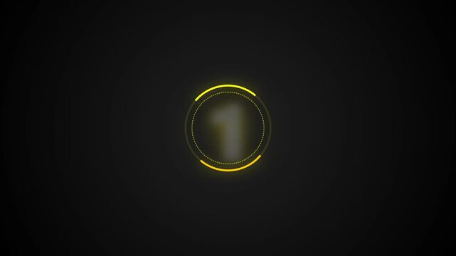 Futuristic digital hud countdown from five to one