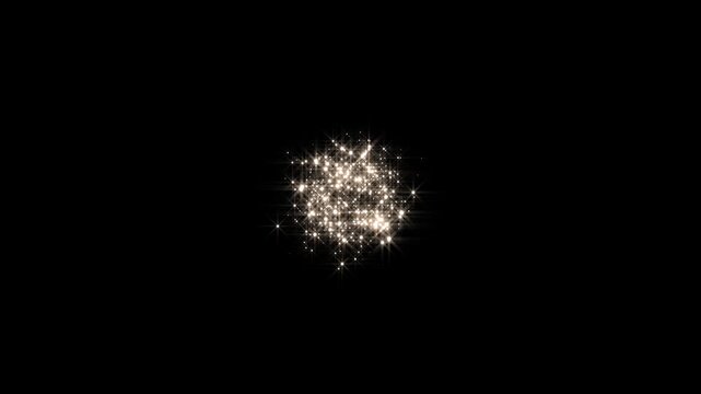 Shining gold glitter sparkle star burst animation, looping animation twinkling stars shining, cinematic glitter explosion effect, glowing pixie dust burst on black screen background.4k video