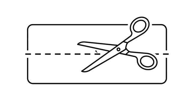 Scissors Cutting Along Dashed Line Icon.