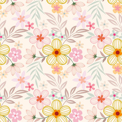 Fototapeta premium Soft pastel floral seamless pattern