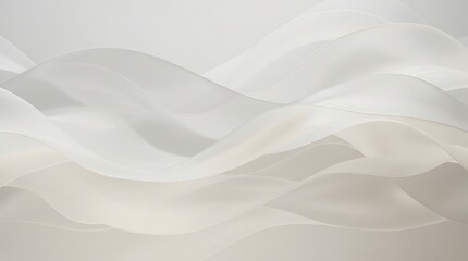 Fototapeta premium Abstract white wave background featuring flowing silk fabric curves and soft light gradients
