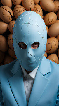 Surreal Portrait of a Man with an Egg Head