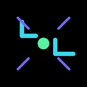 Animated expand icon with four diagonal arrows pointing outward from center representing fullscreen or resize enlarge