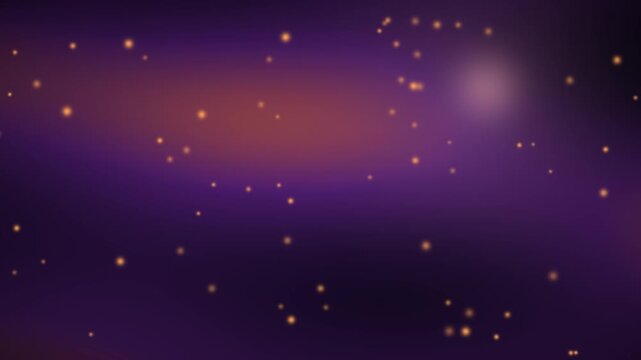 Deep space motion background with glowing purple and orange nebulas and stars.