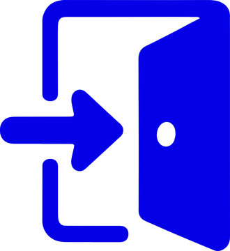 Blue Door Exit Icon with Right Arrow, Logout Symbol