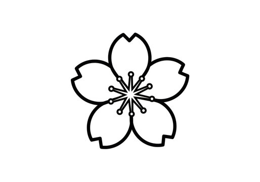 Simple black and white cherry blossom vector icon