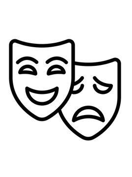 Theater masks icon representing comedy and tragedy drama performance