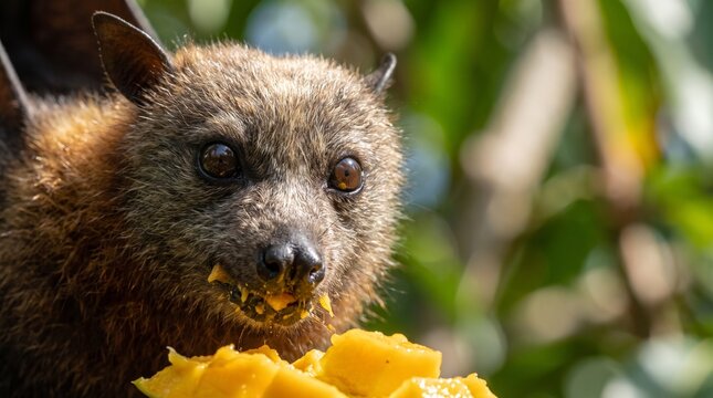 Fruit bat eating a mango