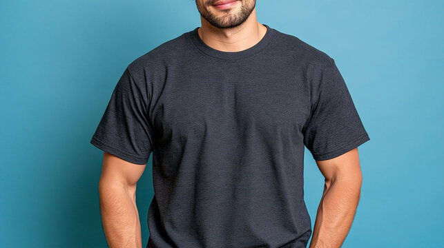 Man wearing a plain white short sleeve t-shirt, back view, standing against a bright minimalist studio background, completely unbranded shirt with clean fabric and clearly visible back surface, appa