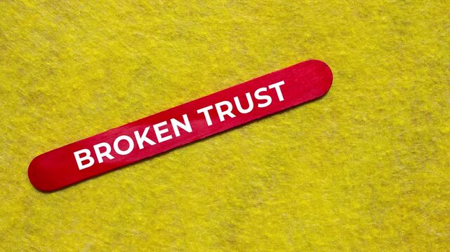 Broken trust text concept video
