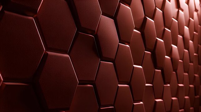 Deep red hexagonal texture with dramatic lighting creating depth