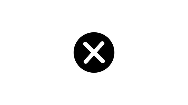 White cross mark icon on red circle background, symbol for failure,