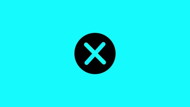 White cross mark icon on red circle background, symbol for failure, wrong and error sign for verification.4k video