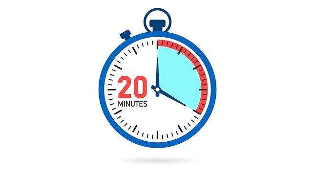 Timer 20 minutes countdown clock icon isolated vector illustration on white background concept design