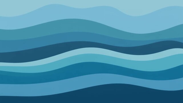 Vibrant blue and teal undulating bands create a dynamic, flowing abstract visual pattern reminiscent of gentle ocean waves or layered liquid currents for refreshing digital backgrounds