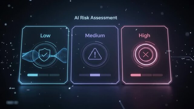 Artificial Intelligence Risk Levels Interface with Laptop User