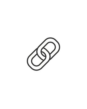Chain link icon, hyperlink connection symbol in black outline isolated on white background