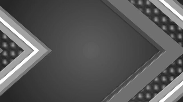 Abstract geometric background with layered chevrons pointing right animation, dotted textures and gradient center, modern dynamic design