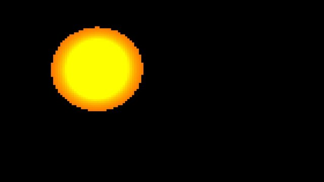 Pixel Art Yellow Sun Orb on Black - Retro Gaming Glowing Circle