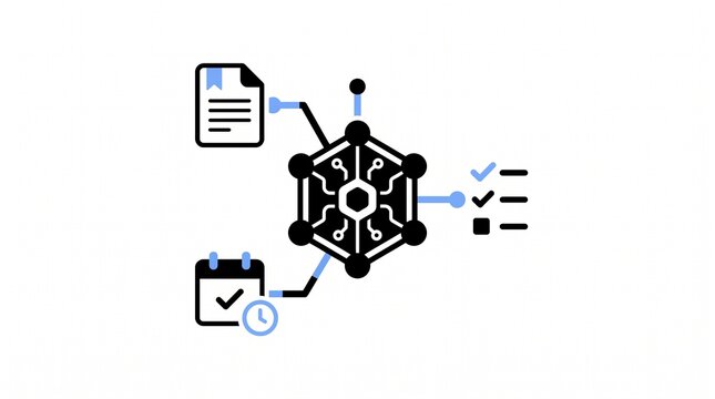 Artificial intelligence workflow integration icon with data processing