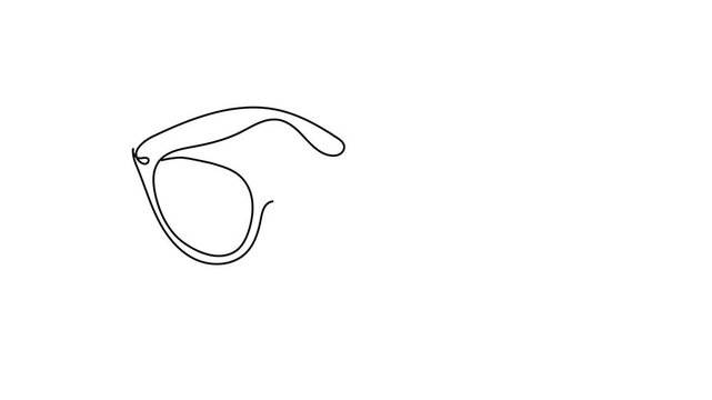 Continuous One Line Drawing Animation of Fashion Sunglasses Summer Eyewear Line Art