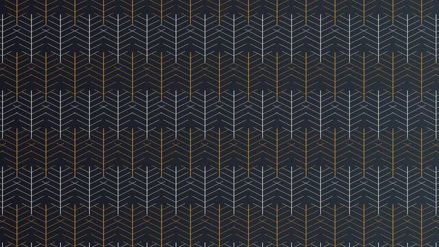 Seamless soft midnight gold feather pattern background loop