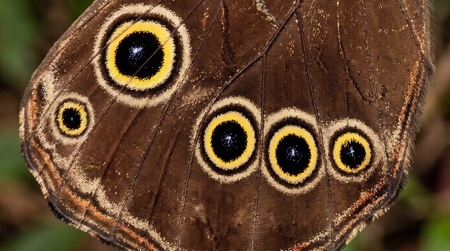 Macro detail of owl butterfly wing eyespots
