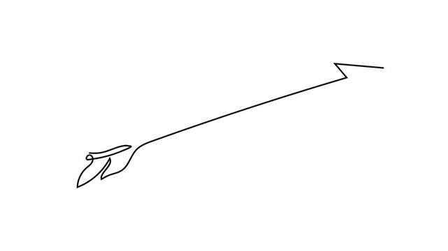 Continuous One Line Drawing Animation of Heart Pierced by Cupid Arrow Valentine Love Concept