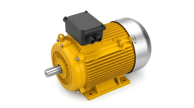 Electric Motor in Yellow Industrial Design for Manufacturing Machinery