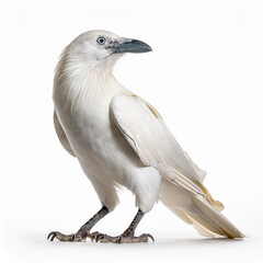 Fototapeta premium albinos, corbeau, oiseau, animal, nature, bec, faune, isolé, sauvage, ailes, fond blanc