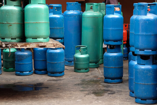 Colorful Gas Cylinders at Local Supplier