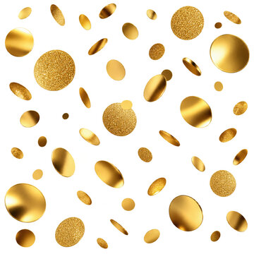 Elegant golden spheres and oval shapes floating on transparent background, creating luxurious abstract 3D composition with festive and modern design elements