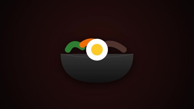 Noodle bowl icons in a grid pattern on dark background