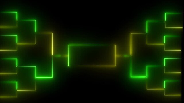 Neon glowing tournament bracket template for sports competition and esports events