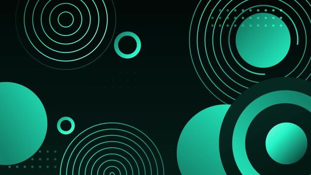 Abstract background with concentric circles and gradient spheres animation
